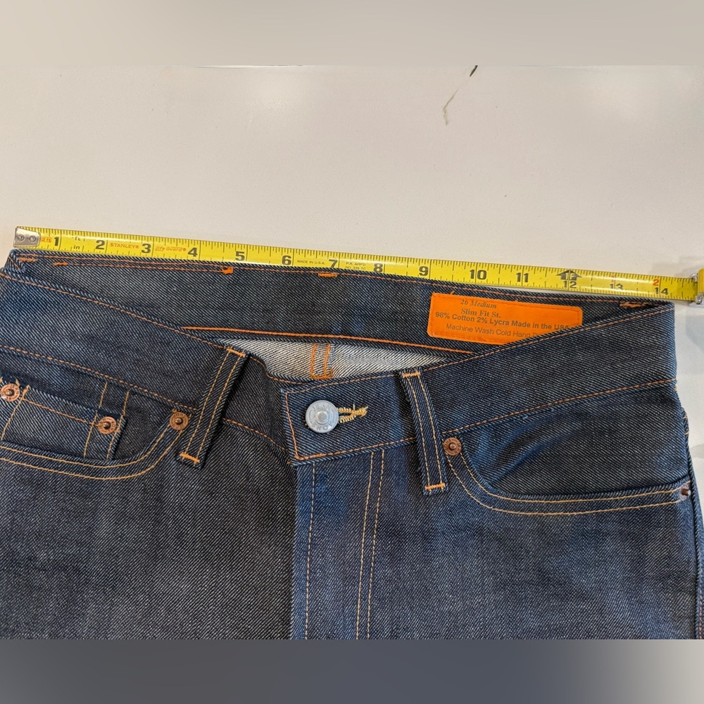 Rare! JEAN Shop Raw Denim Jeans Selvedge Edge -USA-NWOT. Slim Fit Straight 26 M. - Picture 7 of 16